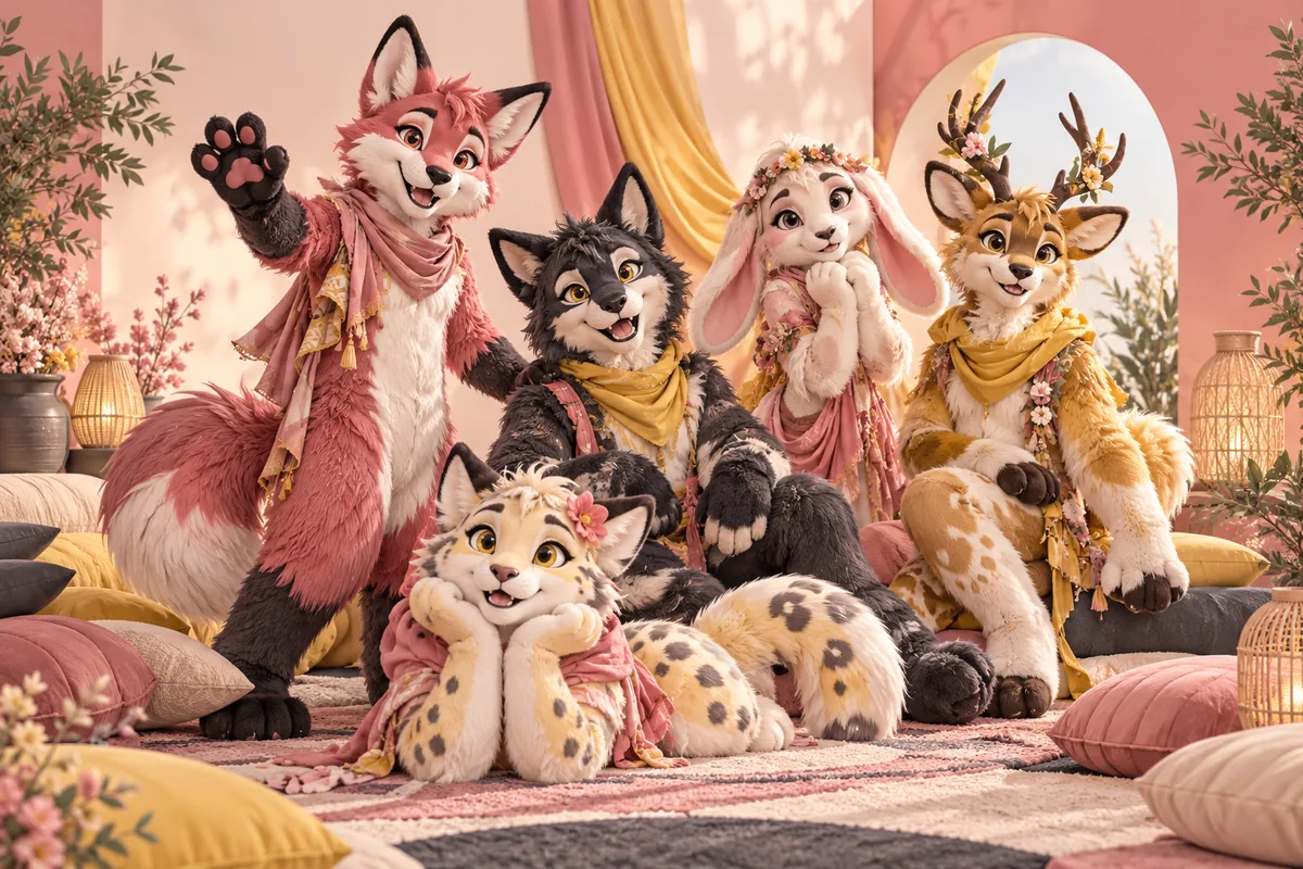 Ensemble of original fictional character costume directions